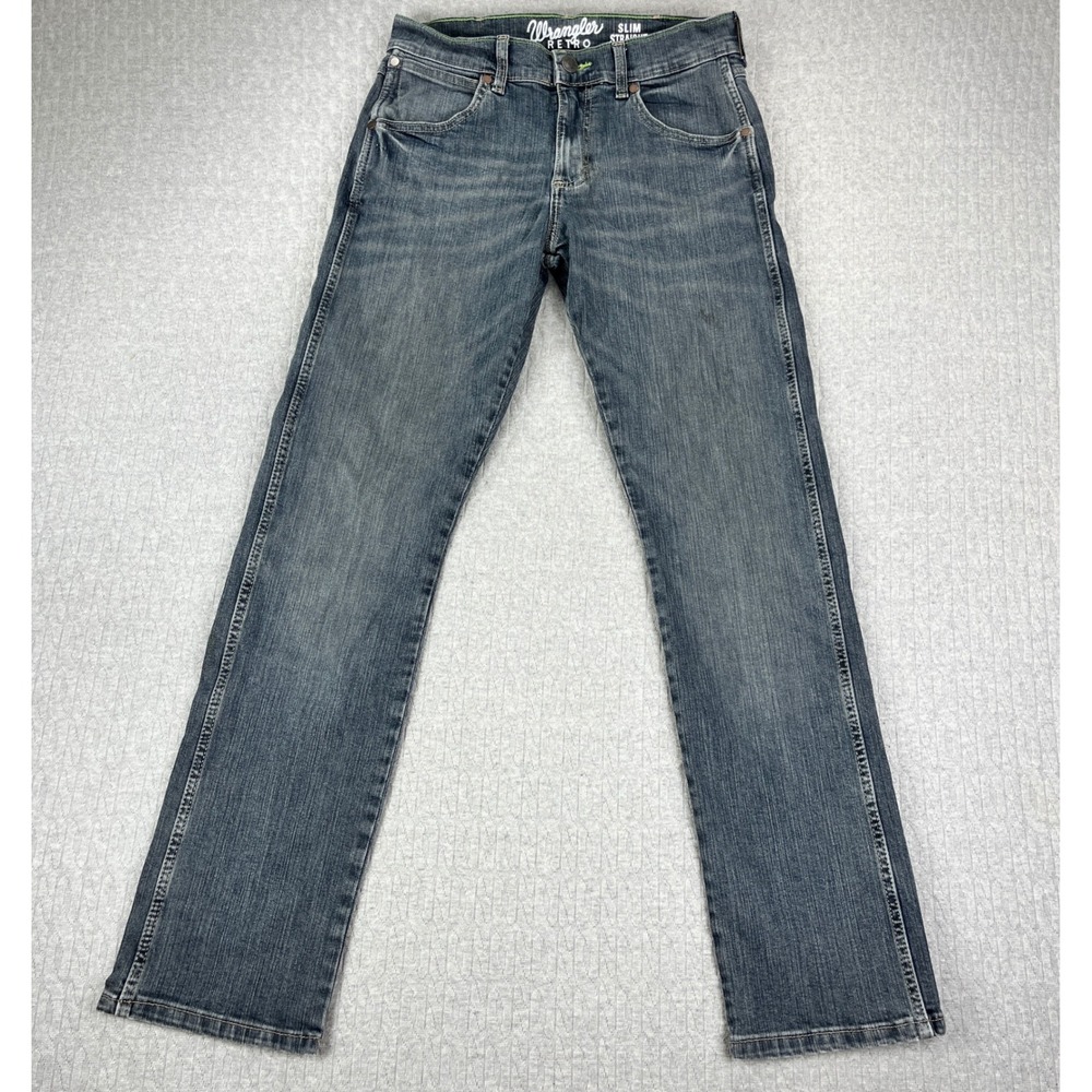 Wrangler Retro Jeans Mens 29x32 Blue Slim Straight Leg 1088MWZJM Denim